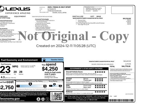 Used 2025 Lexus IS 350 F Sport w/ Accessory Package 2 RWD image 2