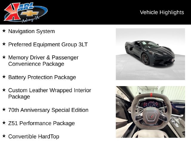 Certified 2023 Chevrolet Corvette Stingray Premium Conv w/ Z51 Performance Package RWD image 2