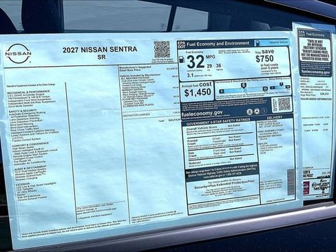 New 2027 Nissan Sentra SR w/ SR All Weather Package FWD image 14