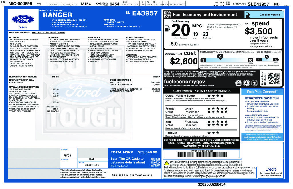 New 2025 Ford Ranger Lariat w/ Black Appearance Package AWD/4WD image 41