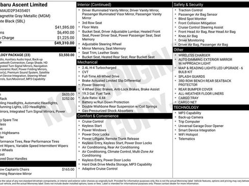 Certified 2023 Subaru Ascent Limited w/ Technology Package AWD/4WD image 8