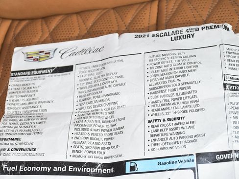 Used 2021 Cadillac Escalade Premium Luxury w/ Driver Assist Tech Package AWD/4WD image 67