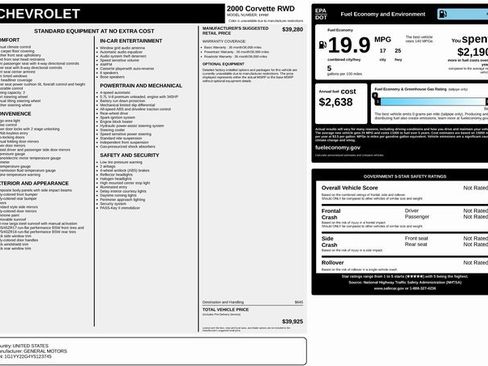 Used 2000 Chevrolet Corvette Coupe w/ Roof Pkg image 34