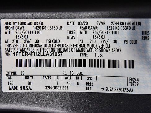 Used 2020 Ford Ranger Lariat w/ Equipment Group 501A Mid image 17