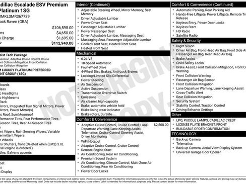Used 2021 Cadillac Escalade ESV Premium Luxury Platinum AWD/4WD image 43