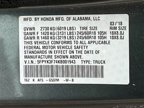 Used 2019 Honda Ridgeline RTL-E image 32