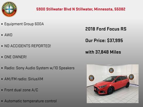 Used 2018 Ford Focus RS AWD/4WD image 5
