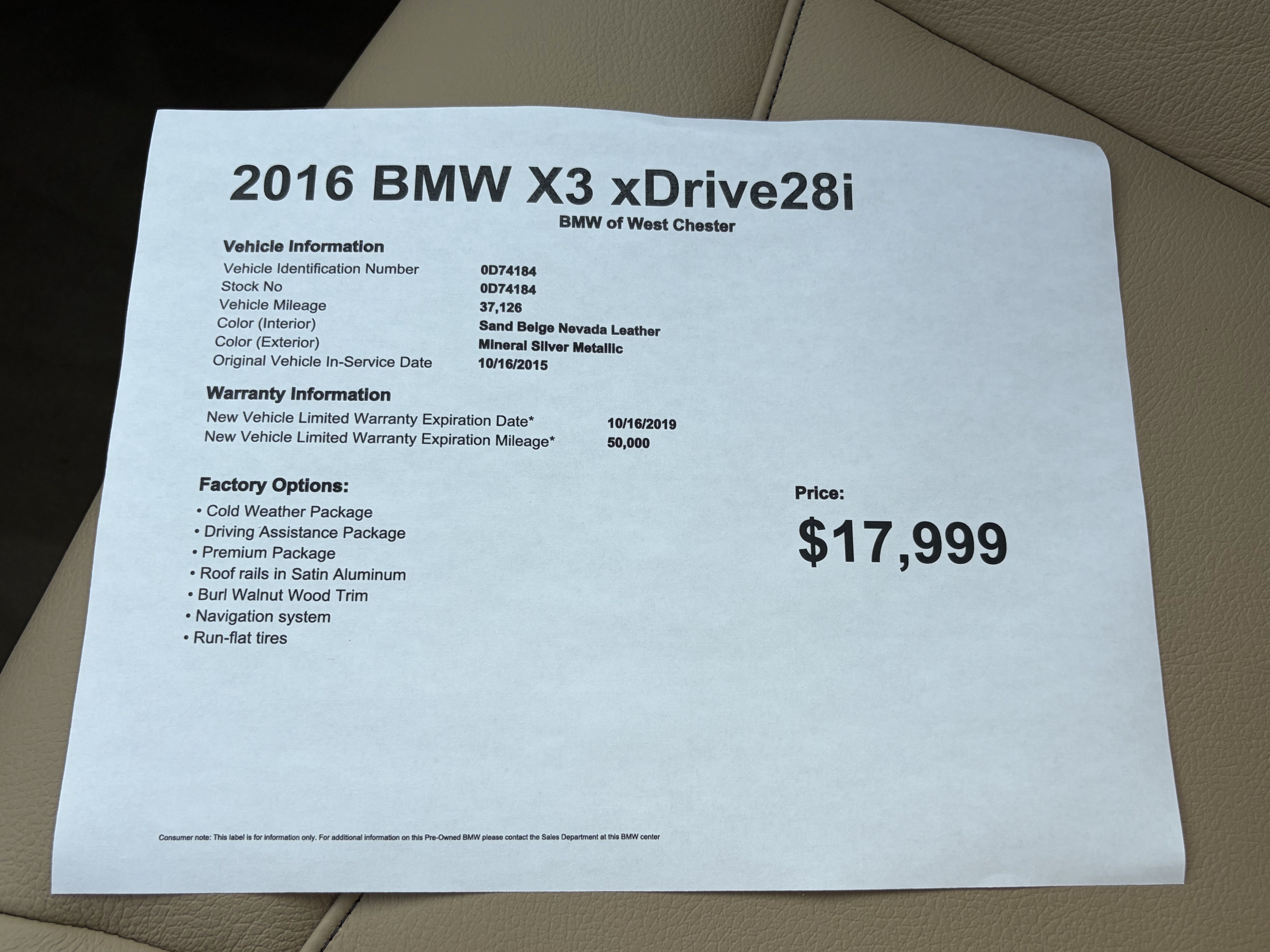 Used 2016 BMW X3 xDrive28i AWD/4WD image 19