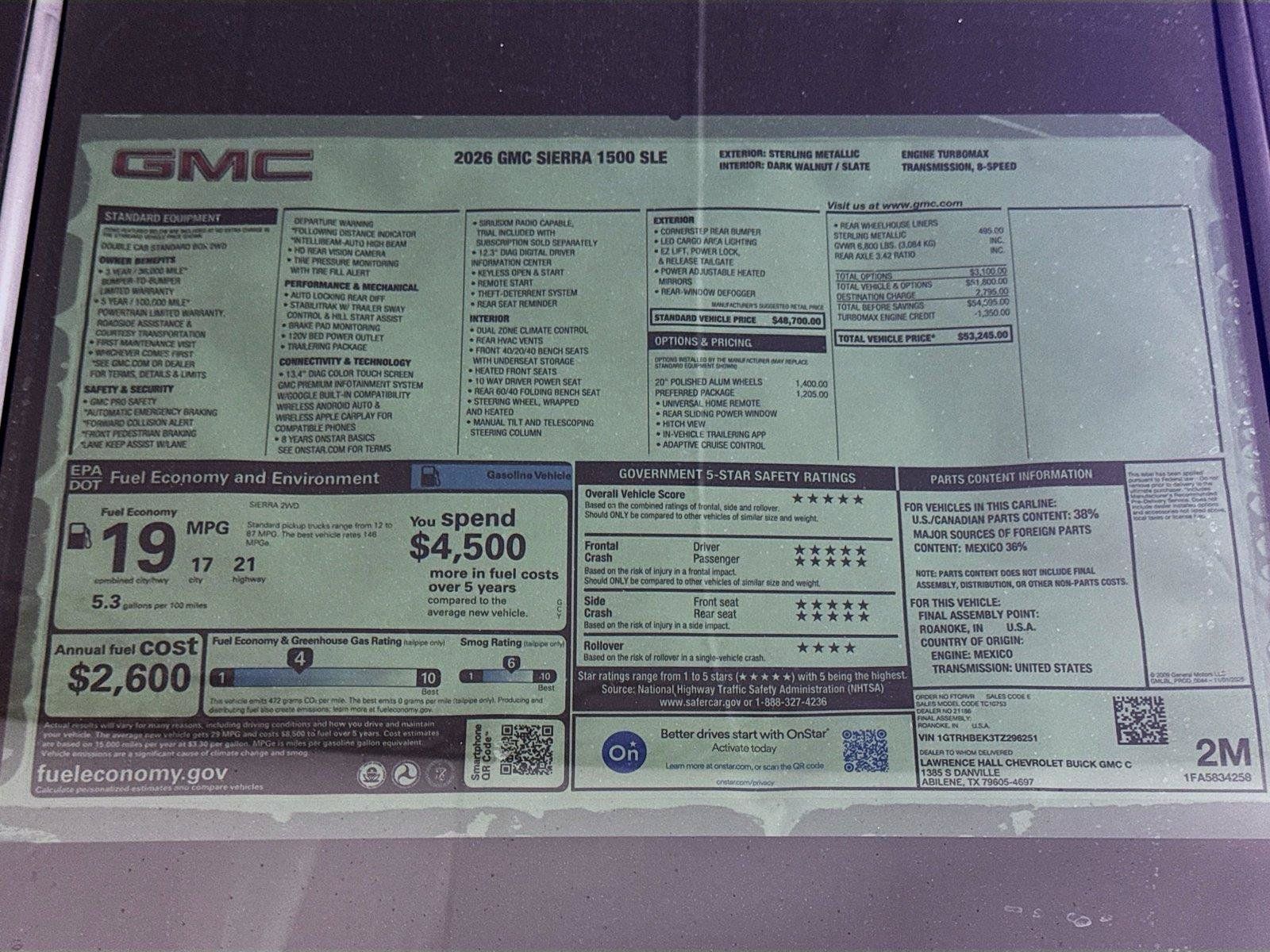 New 2026 GMC Sierra 1500 SLE w/ Preferred Package RWD image 20
