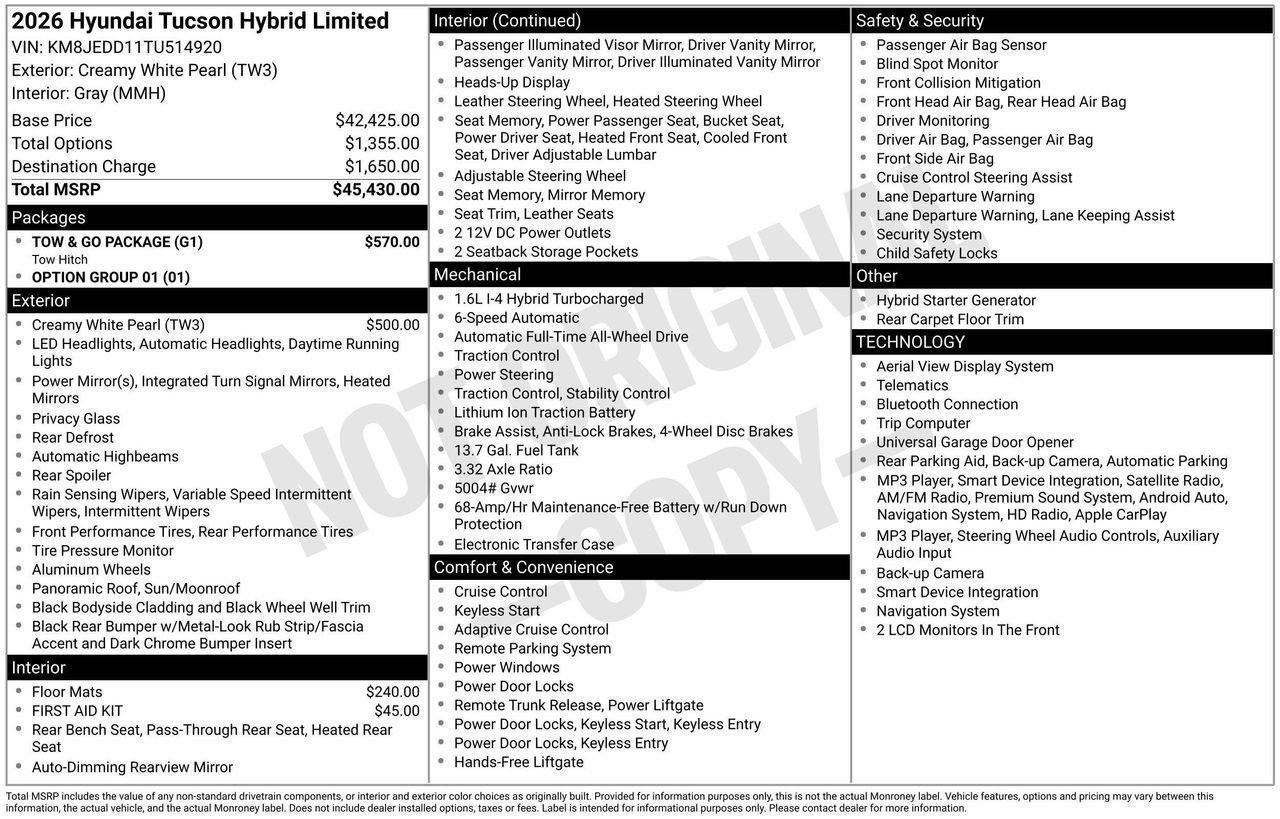 New 2026 Hyundai Tucson Limited w/ Tow & Go Package AWD/4WD image 5