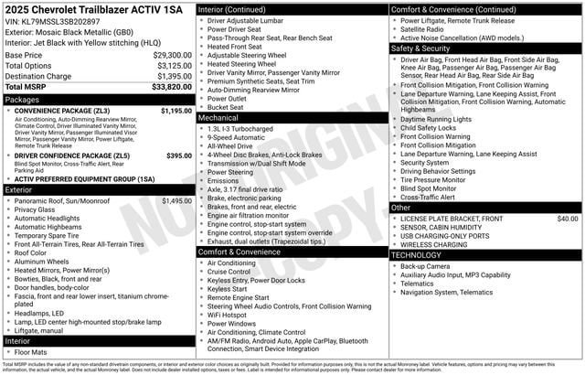 New 2025 Chevrolet TrailBlazer ACTIV w/ Convenience Package AWD/4WD image 31