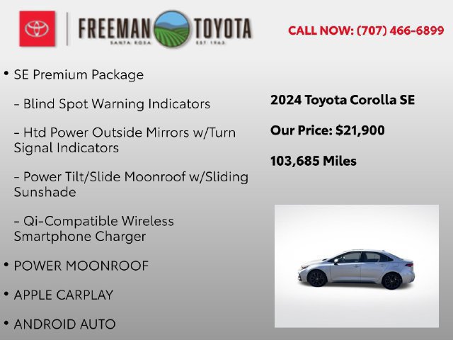 Used 2024 Toyota Corolla SE w/ SE Premium Package FWD image 5