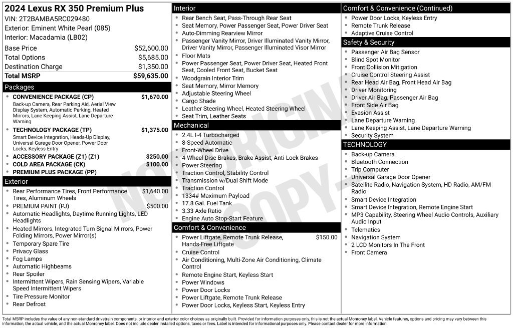 Used 2024 Lexus RX 350 Premium Plus w/ Convenience Package FWD image 10