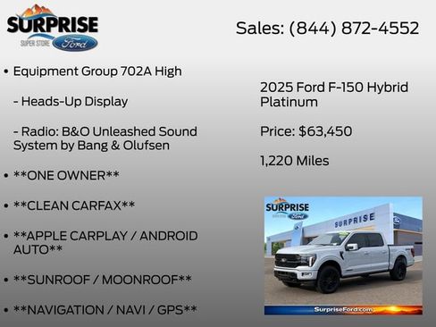 Certified 2025 Ford F150 Platinum w/ Equipment Group 702A High AWD/4WD image 13
