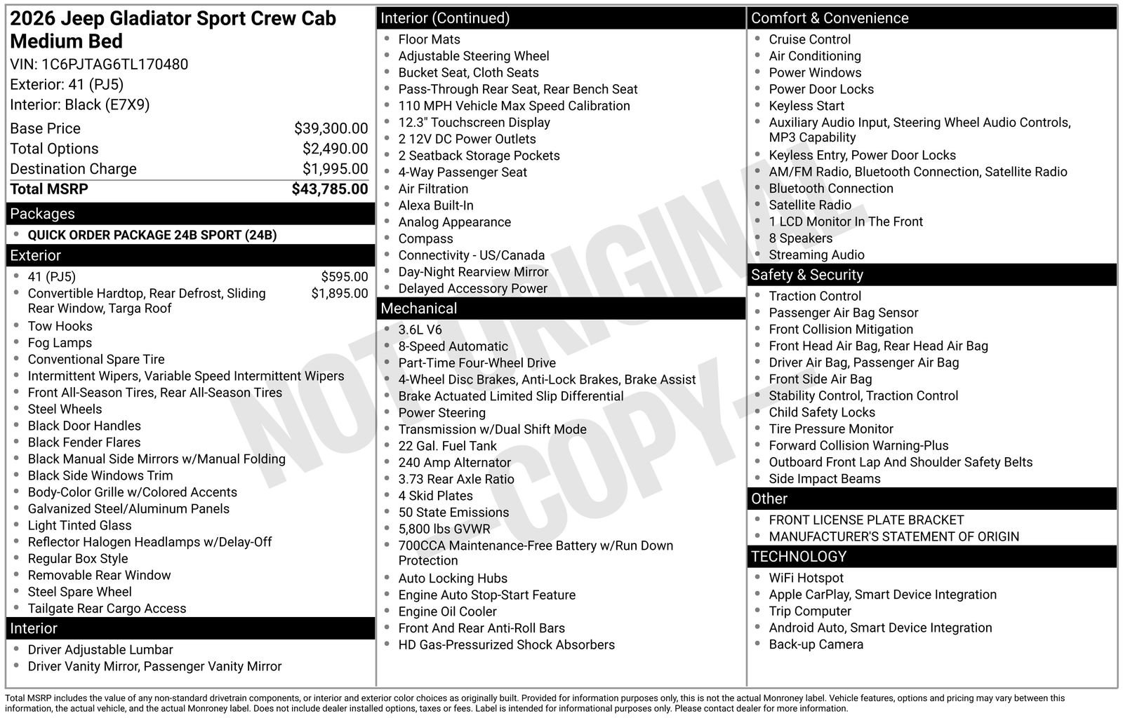 New 2026 Jeep Gladiator Sport AWD/4WD image 23