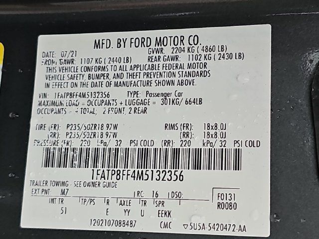 Certified 2021 Ford Mustang GT Premium w/ Equipment Group 401A RWD image 35