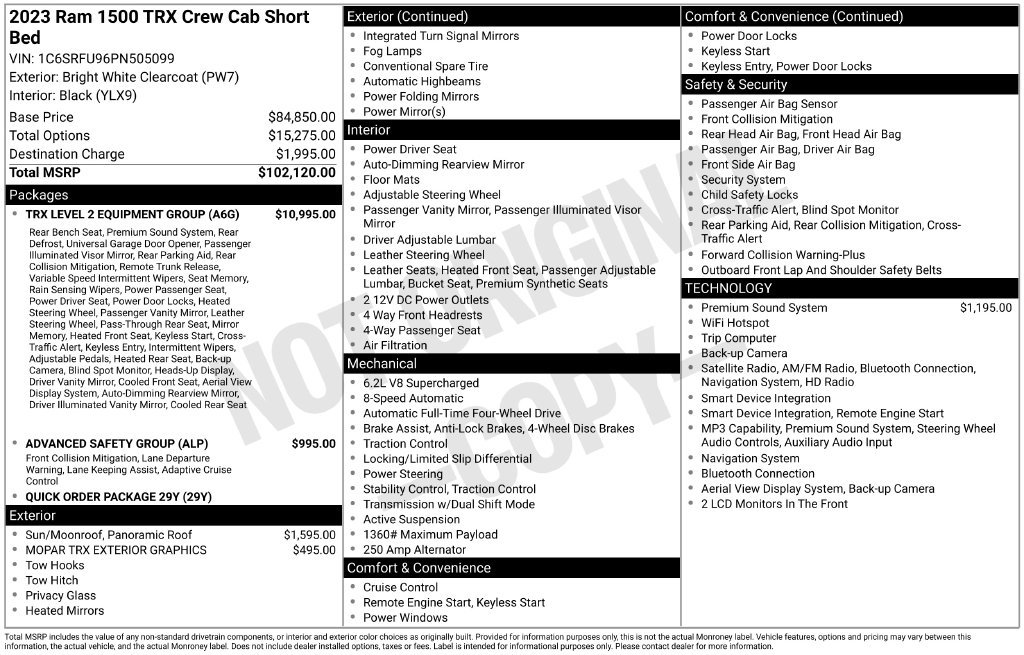 Used 2023 RAM 1500 TRX w/ TRX Level 2 Equipment Group AWD/4WD image 25