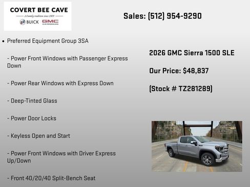 New 2026 GMC Sierra 1500 SLE w/ Preferred Package RWD image 6
