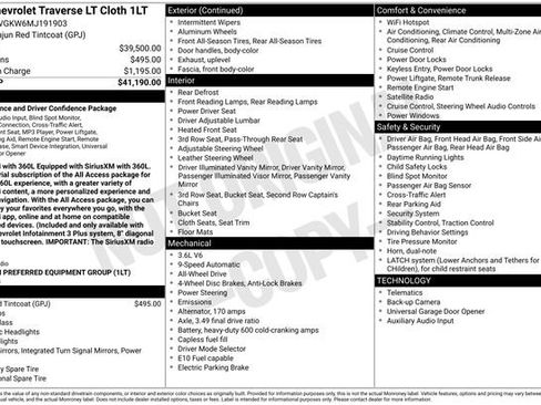 Used 2021 Chevrolet Traverse LT image 1