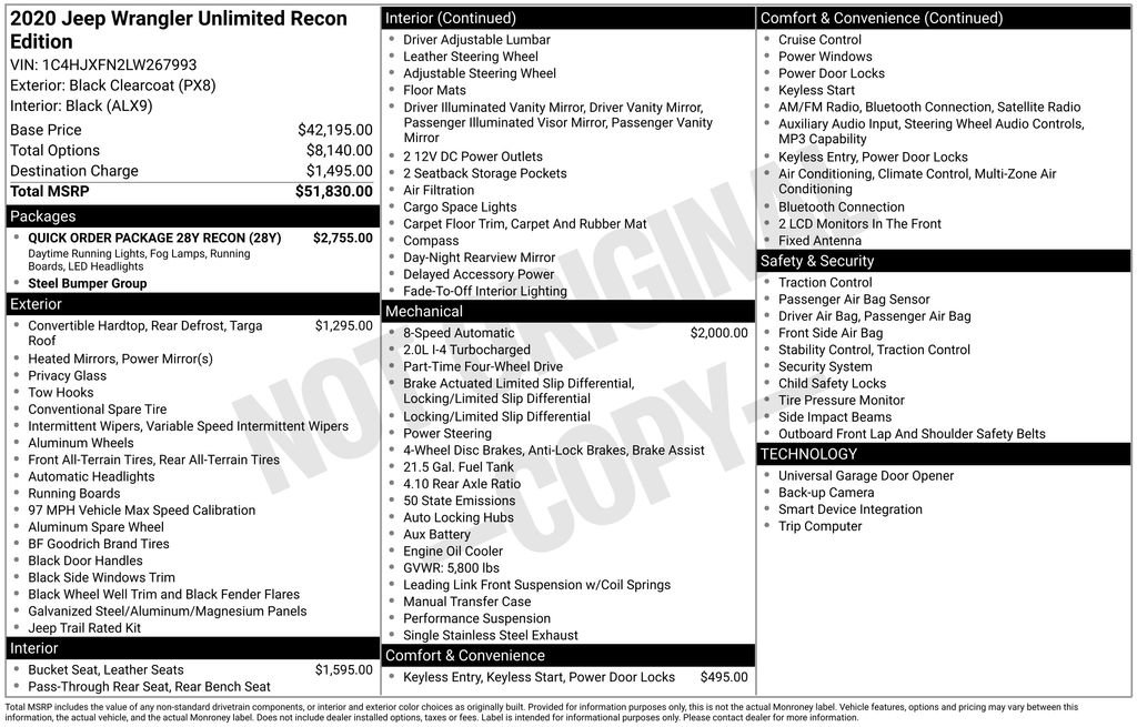 Certified 2020 Jeep Wrangler Unlimited Rubicon w/ Quick Order Package 28Y Recon AWD/4WD image 3