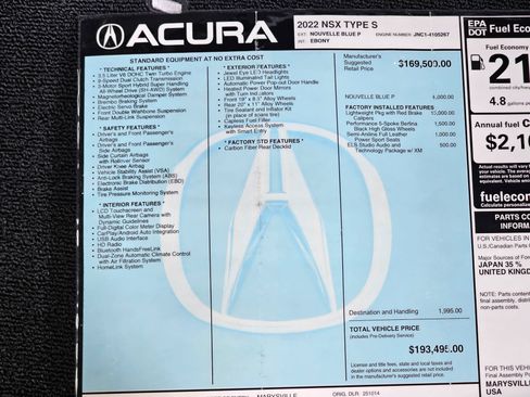 Used 2022 Acura NSX Type S AWD/4WD image 5