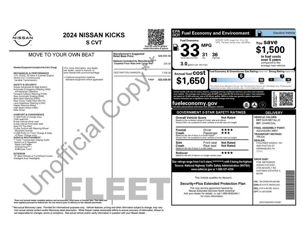 Used 2024 Nissan Kicks S FWD image 1