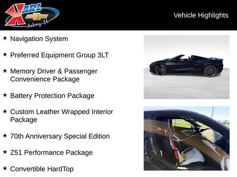 Used 2023 Chevrolet Corvette Stingray Premium Conv w/ Z51 Performance Package RWD image 2