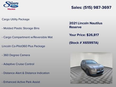 Used 2021 Lincoln Nautilus Reserve w/ Equipment Group 201A AWD/4WD image 16