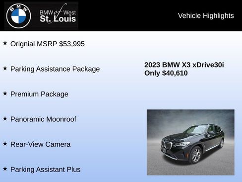 Used 2023 BMW X3 xDrive30i w/ Premium Package AWD/4WD image 8
