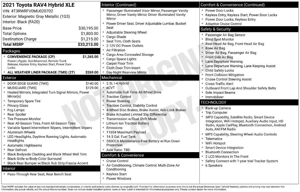 Used 2021 Toyota RAV4 XLE w/ Convenience Package AWD/4WD image 3