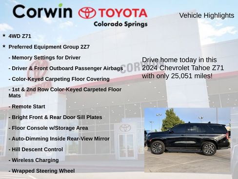 Used 2024 Chevrolet Tahoe Z71 w/ Luxury Package AWD/4WD image 7