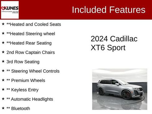 Used 2024 Cadillac XT6 Sport w/ LPO, Onyx Lite Package AWD/4WD image 3