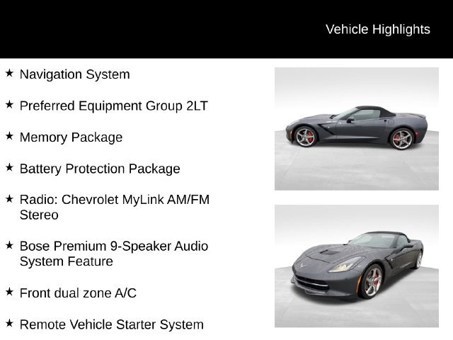 Used 2014 Chevrolet Corvette Stingray Convertible w/ 2LT Preferred Equipment Group RWD image 13