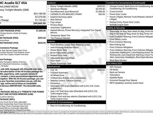 Used 2021 GMC Acadia SLT w/ Technology Package AWD/4WD image 2