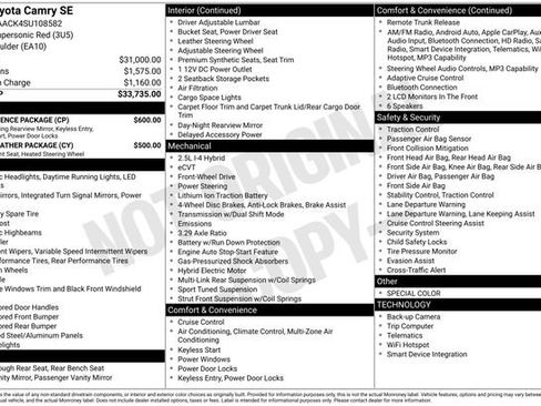 Used 2025 Toyota Camry SE w/ Convenience Package FWD image 2