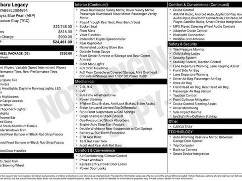 Used 2020 Subaru Legacy w/ Alloy Wheel Package image 3