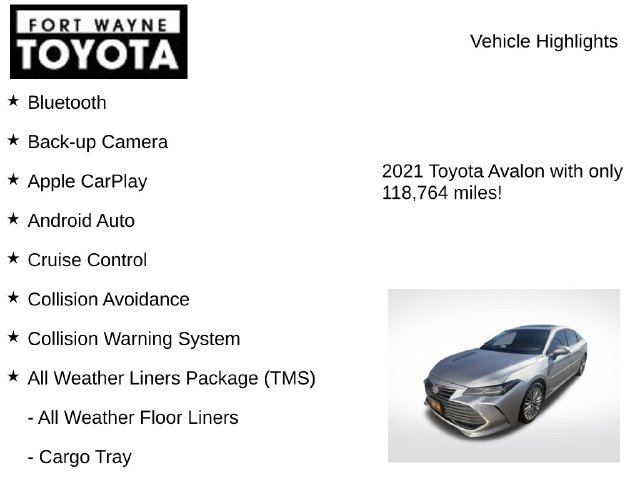 Used 2021 Toyota Avalon Limited w/ Advanced Safety Package FWD image 8