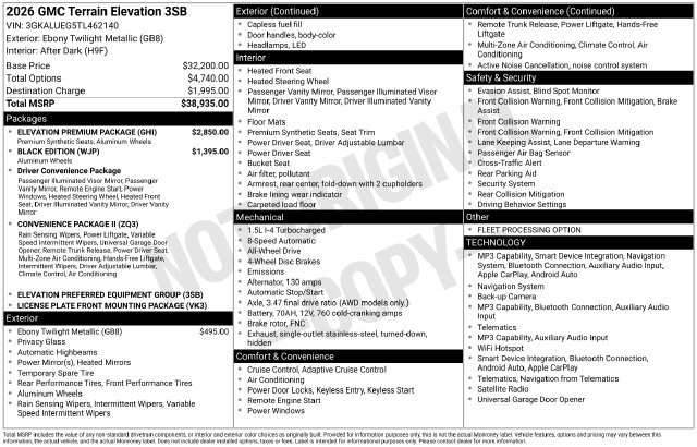 Used 2026 GMC Terrain Elevation w/ Elevation Premium Package AWD/4WD image 2