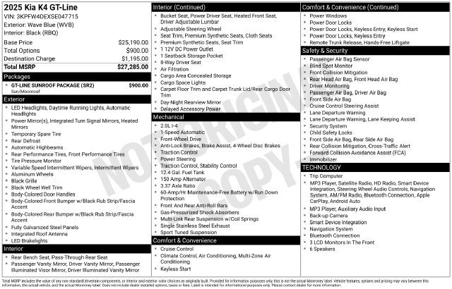 Used 2025 Kia K4 GT-Line w/ GT-Line Sunroof Package FWD image 19