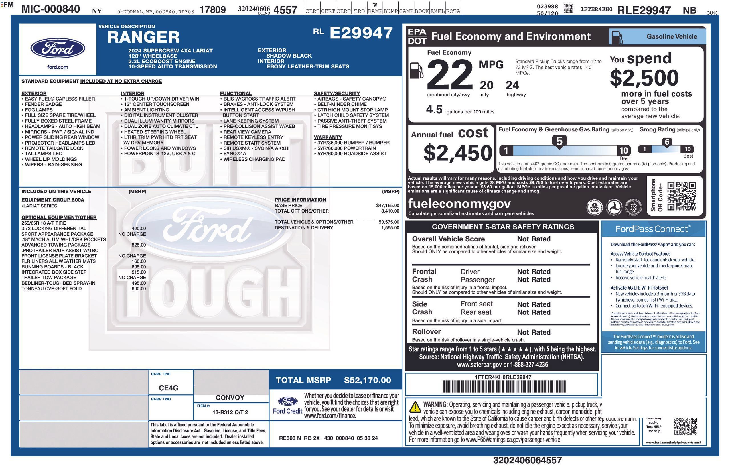 Used 2024 Ford Ranger Lariat w/ Advanced Towing Package AWD/4WD image 3