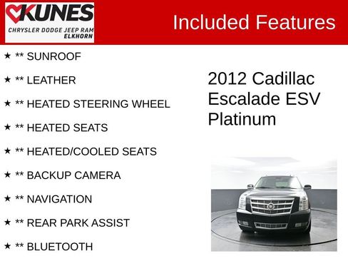 Used 2012 Cadillac Escalade ESV Platinum image 3