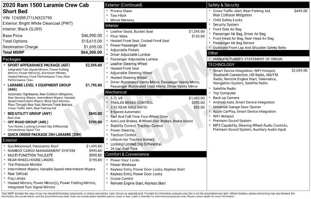 Used 2020 RAM 1500 Laramie w/ Sport Appearance Package AWD/4WD image 2