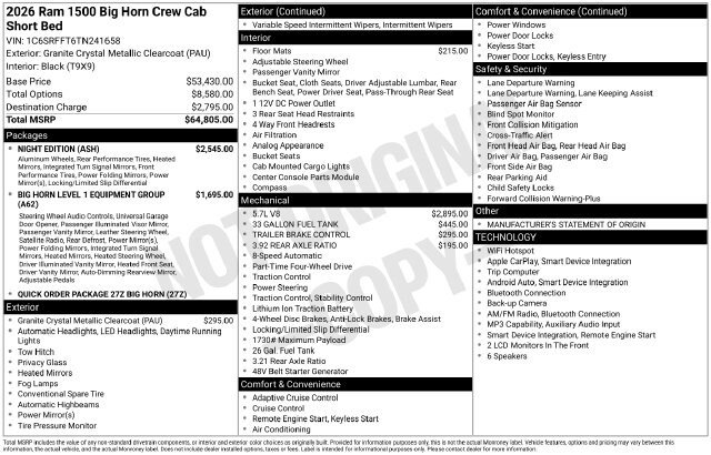 Used 2026 RAM 1500 Big Horn w/ Night Edition AWD/4WD image 8