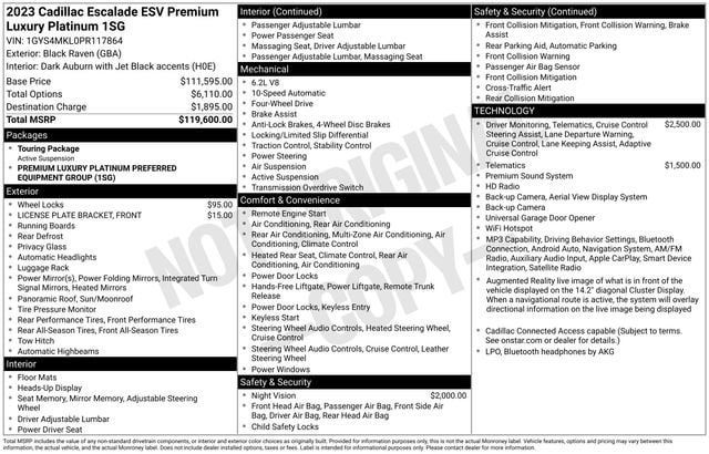 Used 2023 Cadillac Escalade ESV Premium Luxury Platinum AWD/4WD image 53