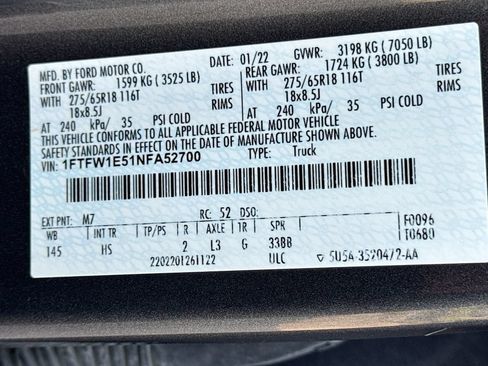 Used 2022 Ford F150 Lariat w/ FX4 Off-Road Package AWD/4WD image 32