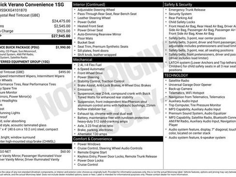 Used 2016 Buick Verano Convenience w/ Experience Buick Package FWD image 3