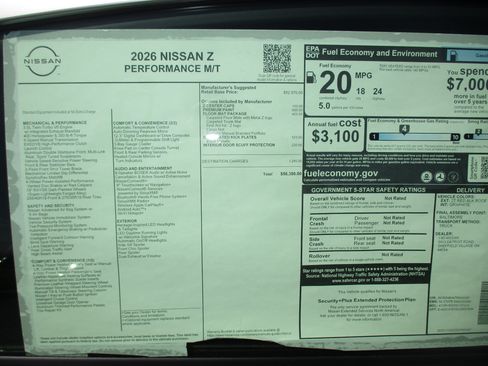 New 2026 Nissan Z Performance w/ Floor Mat Package RWD image 9