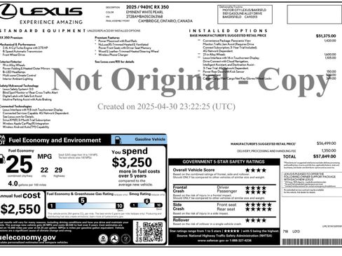 Used 2025 Lexus RX 350 Premium w/ Convenience Package FWD image 56