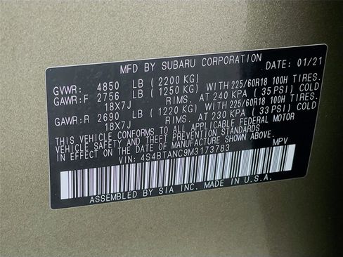 Certified 2021 Subaru Outback Limited image 37