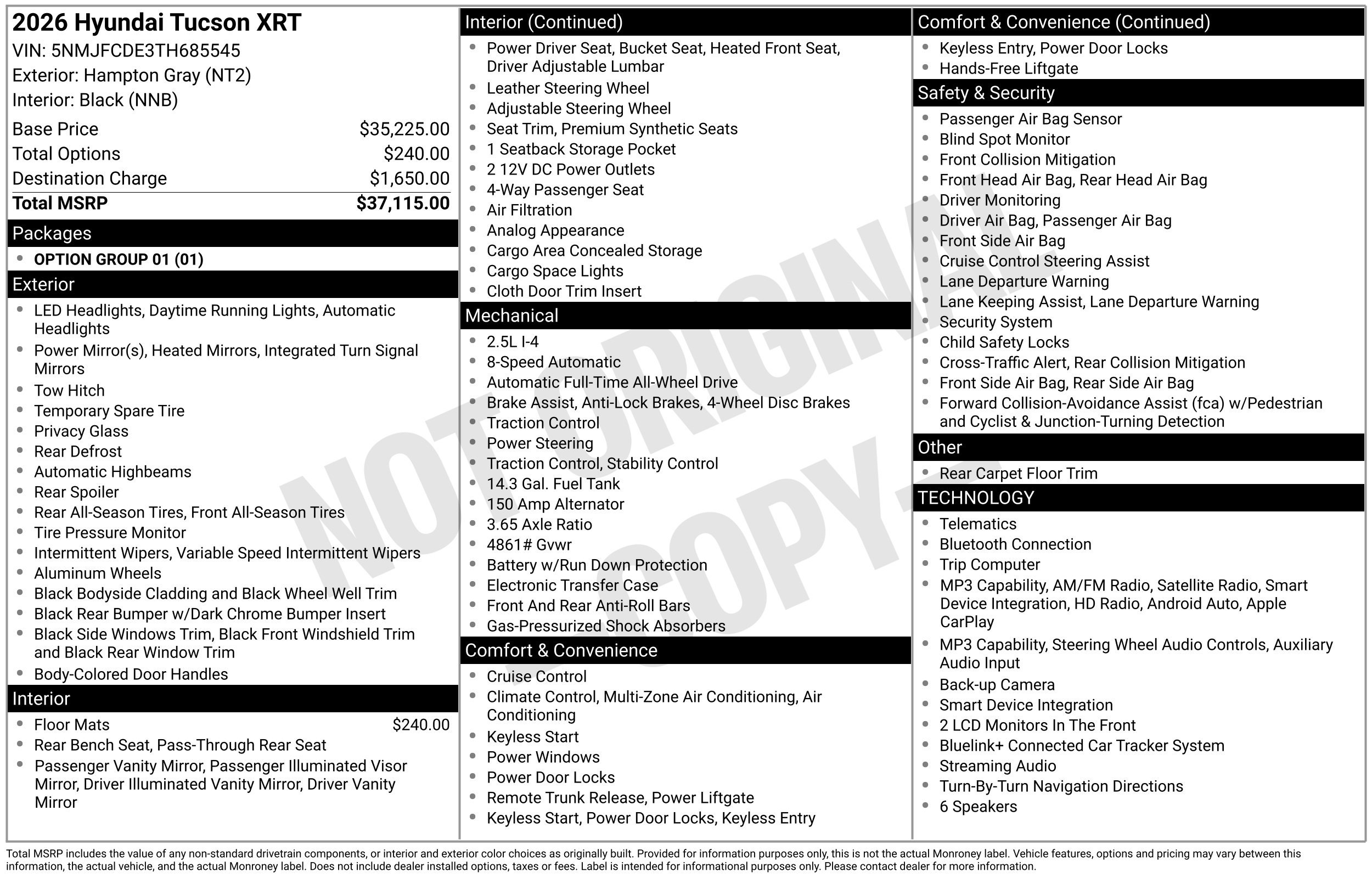 Certified 2026 Hyundai Tucson XRT AWD/4WD image 2